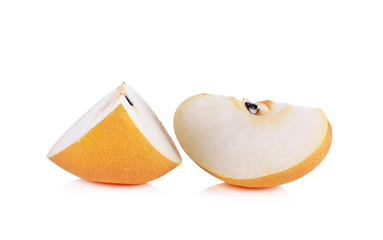 Snow pear slices on a white background © nakornchaiyajina