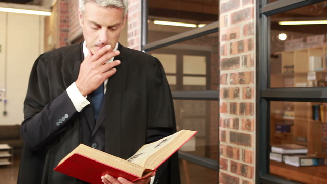 Mature magistrate reading book