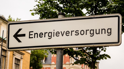 Fototapeta premium Energieversorgung Schild