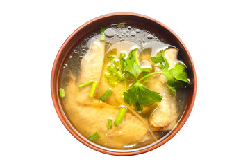 chicken soup isolated on background