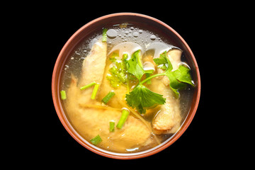 chicken soup isolated on background