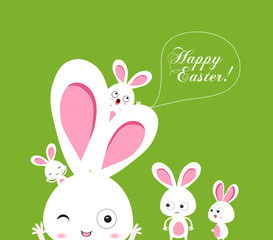 happy easter rabbit and eggs background