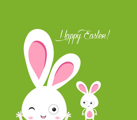 happy easter rabbit and eggs background