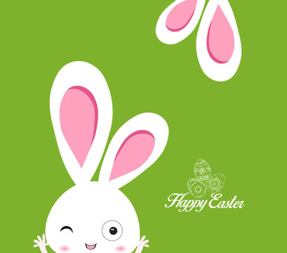happy easter rabbit and eggs background