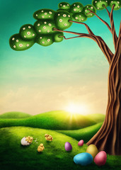 Naklejka premium Easter landscape