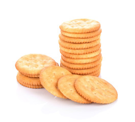 Cracker cookie on white background