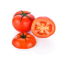red tomato on white background