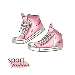 Vintage sneakers hand drawn, vector illustration.