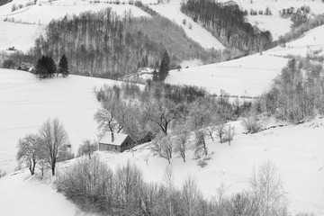 Winter landscape in Transylvania, Romania