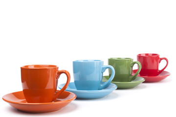 Colored Coffee Mugs Row