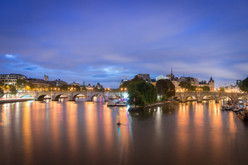 View of River Seine and Cite Island  in Paris, early morning