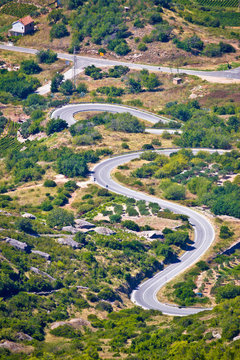 Island Of Vis Curvy Road Vertical View