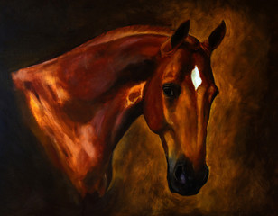Classical horse portrait painting © Foodfine
