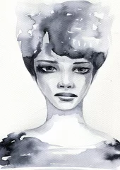 Abwaschbare Fototapete Malerische Inspiration Aquarellporträt einer Frau