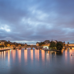 Fototapeta na wymiar View of River Seine and Cite Island in Paris, early morning