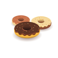 Three versions of the donut in 3D style.