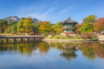 Autumn of Gyeongbokgung Palace in Seoul ,Korea.
