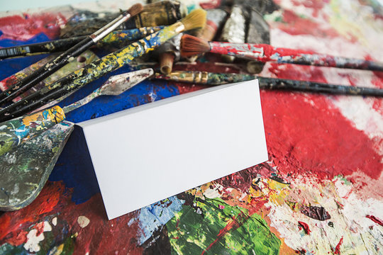 art card composition with blank white paper