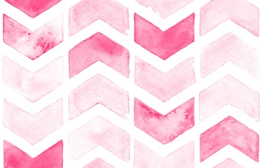Wall murals Chevron Pink chevron with white background. Watercolor seamless pattern for fabric
