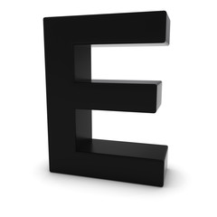 Black Capital E - 3D Letter E Isolated on white