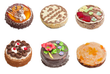 Various sponge cake on a light background