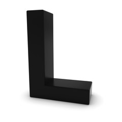 Black Capital L - 3D Letter L Isolated on white