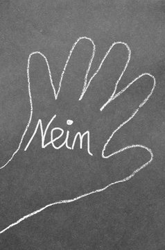 Kreidezeichnung - Stopphand - Nein