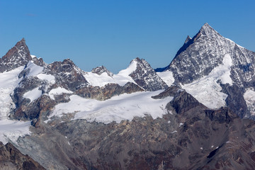 Amazing view of Alps from Matterhorn Glacier Paradise,  Canton of Valais,  Switzerland 