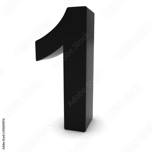 "Black 1 - 3D Number One Isolated on white" Stock photo and royalty