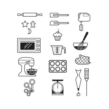 Cooking bakery and Kitchen appliances icon set