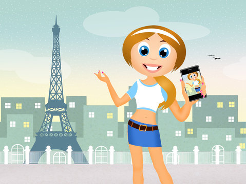 selfie girl in Paris