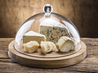 Variety of cheeses. Vintage stiles.
