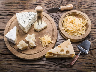 Variety of cheeses. Vintage stiles.