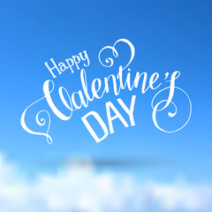 Valentines day  lettering blue card