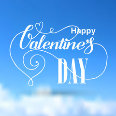 Valentines day  lettering blue card
