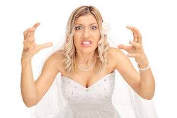 Angry bride threatening to strangle someone