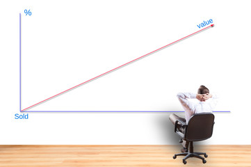career, value, diagram 
/ Happy manager with the results of from the sale
