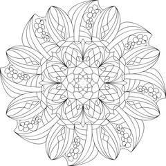 Mandala, Vorlage Malbuch für Erwachsene, Meditationshilfe, zur Ruhe kommen, Vektor