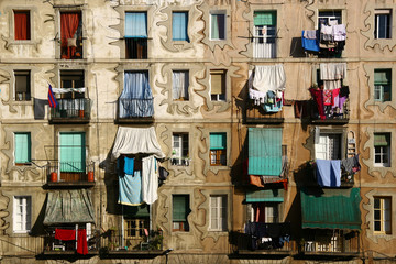 Fassade in El Raval, Barcelona, Spanien