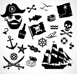 Pirate icon set vector