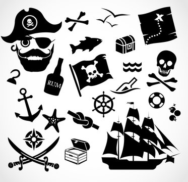 Pirate icon set vector