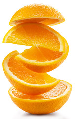 Orange slices on white background.