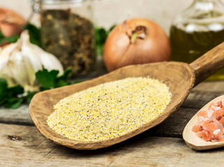 polenta taragna with food background