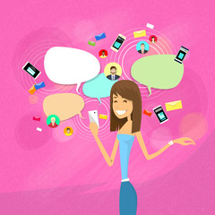 Girl Chatting Social Network Communication Concept 