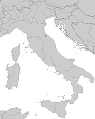 Italien in Grau - Landkarte