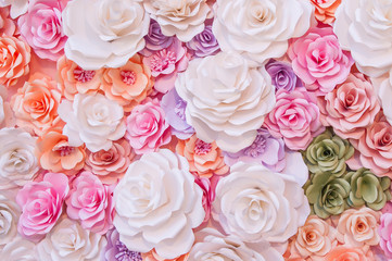 Colorful flowers paper background pattern