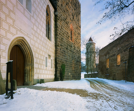 Zvikov/ Zvikov castle yard in winter - Czech republic