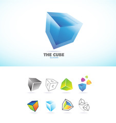 Cube 3d logo icon set