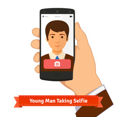 Young man taking selfie photo picture