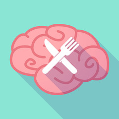 Long shadow brain with a knife and a fork